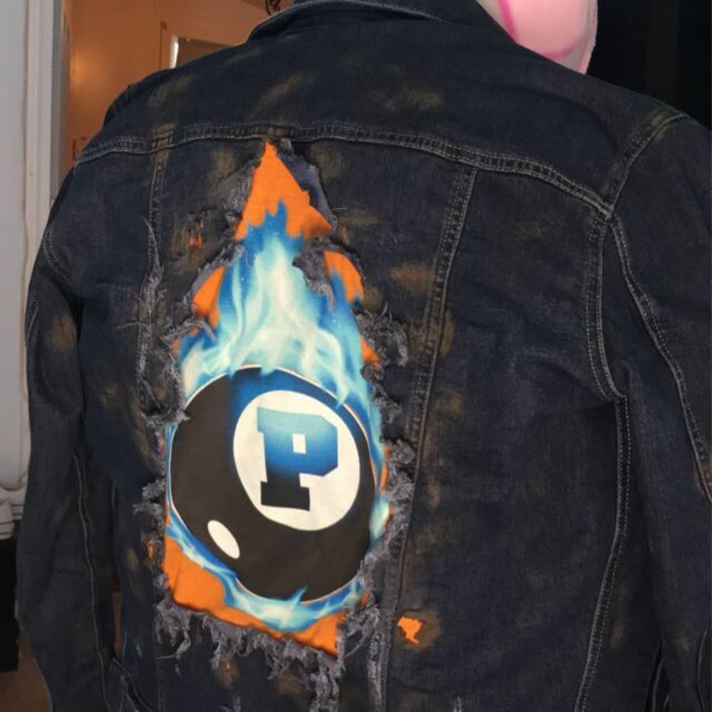 Custom pink dolphin denim jacket